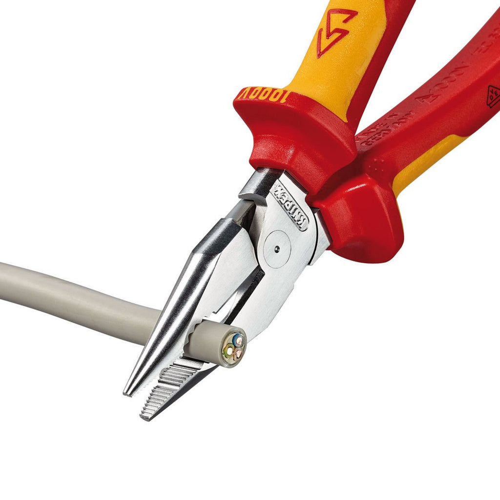 Knipex 13185 08 26 185 SB Needle-Nose Combination Pliers insulated with multi-component grips, VDE-tested chrome-plated 185mm