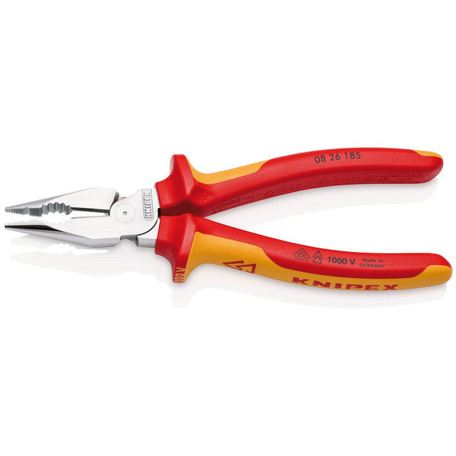 Knipex 13185 08 26 185 SB Needle-Nose Combination Pliers insulated with multi-component grips, VDE-tested chrome-plated 185mm