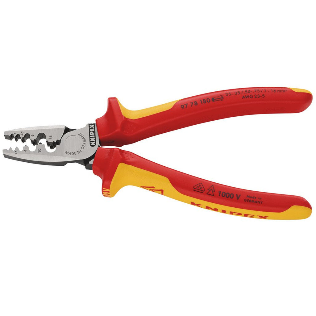 KNIPEX 97 78 180 SB ferrules Crimping Pliers with multi-component grips VDE180mm