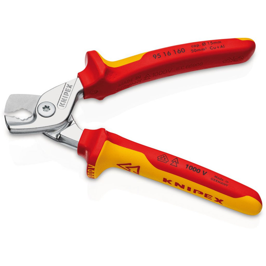 KNIPEX 27012 95 16 160 SB StepCut VDE Insulated Cable Shears, 160mm