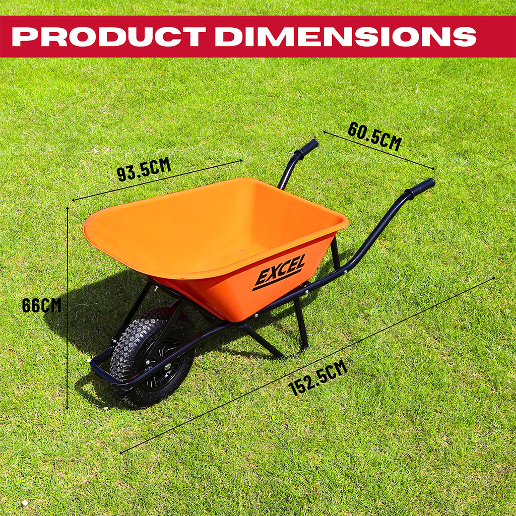 Excel Heavy Duty 100L Wheelbarrow garden HDPE Plastic Tray 30372