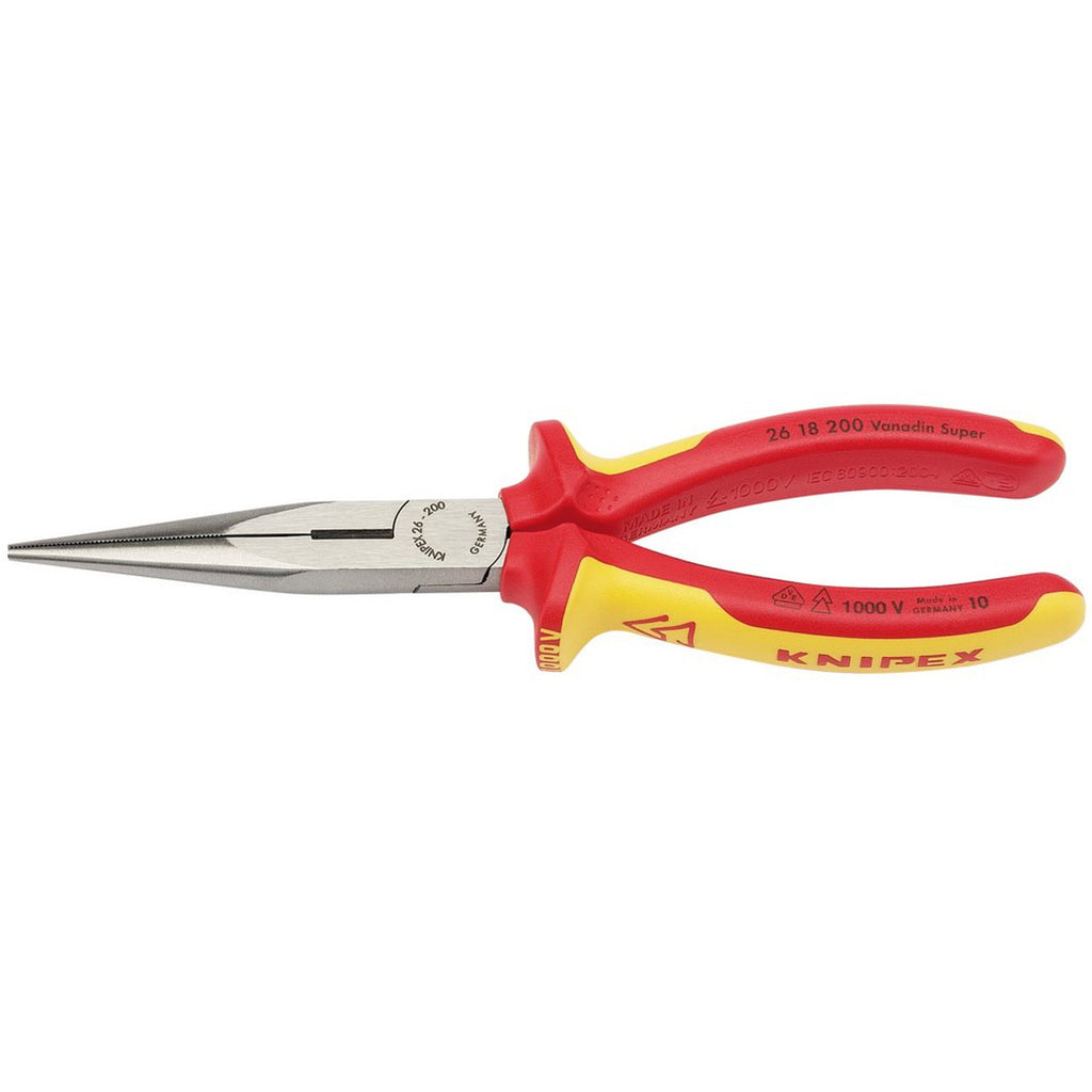 KNIPEX 32012 26 18 200UKSBE VDE Fully Insulated Long Nose Pliers, 200mm