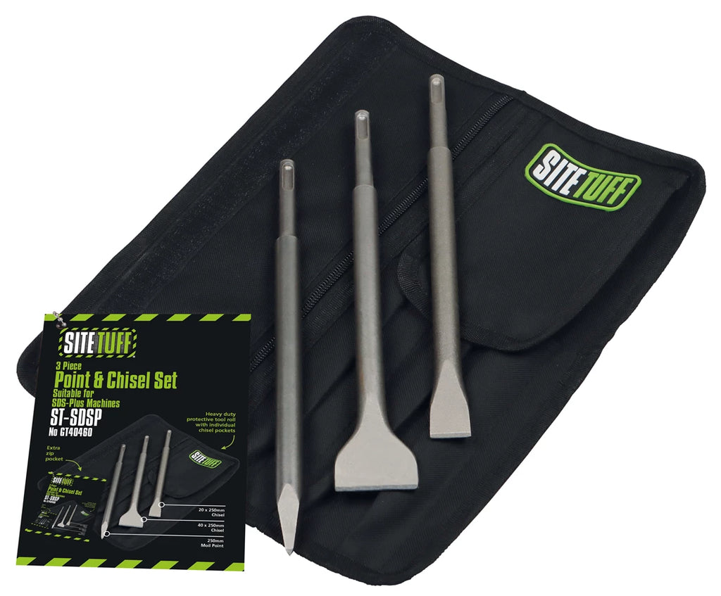 site tuff gt40460 3 piece sds plus point and chisel set