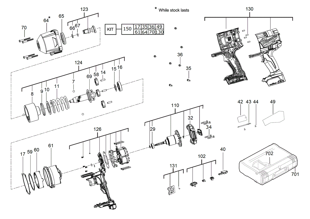 Milwaukee M18ONEFHIWF34 spare parts