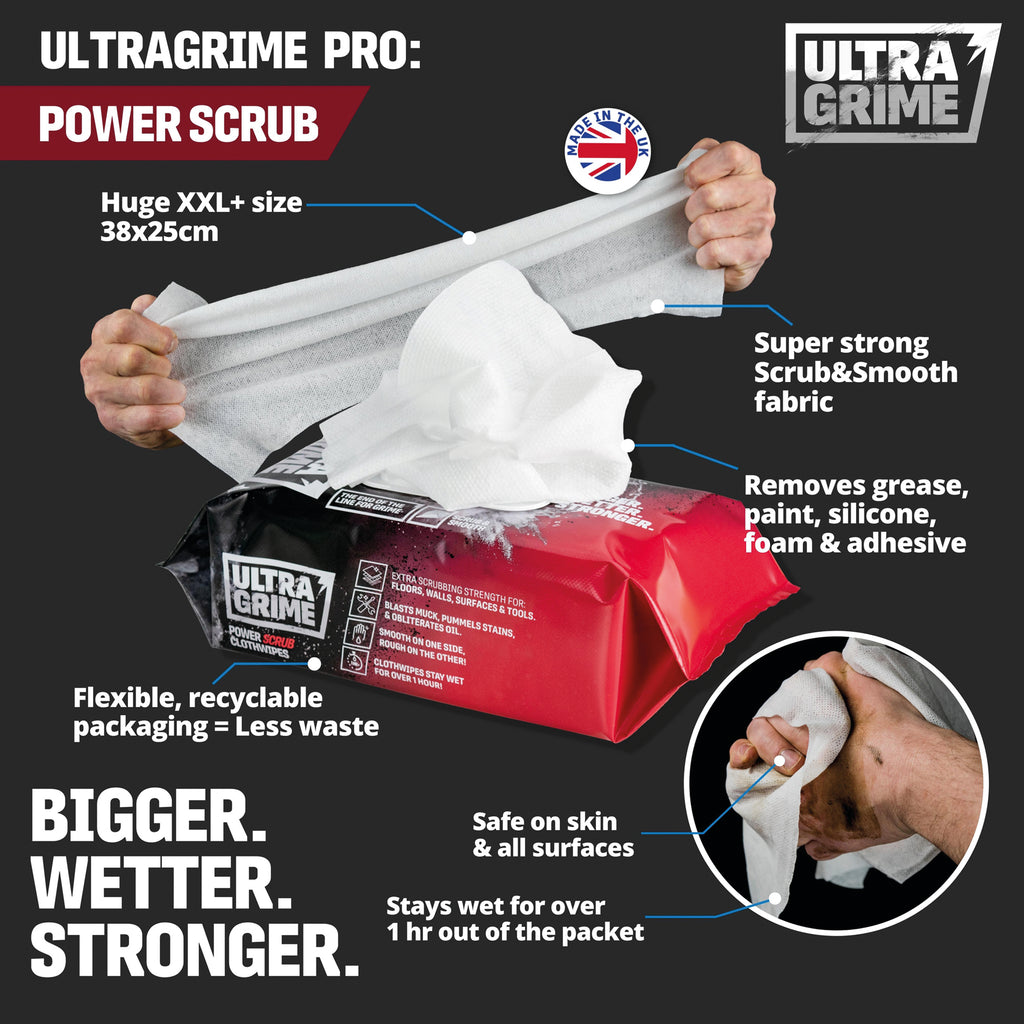 UltraGrime® Pro Box of 6 Power Scrub XXL Wipes 80 Pack 5920x6