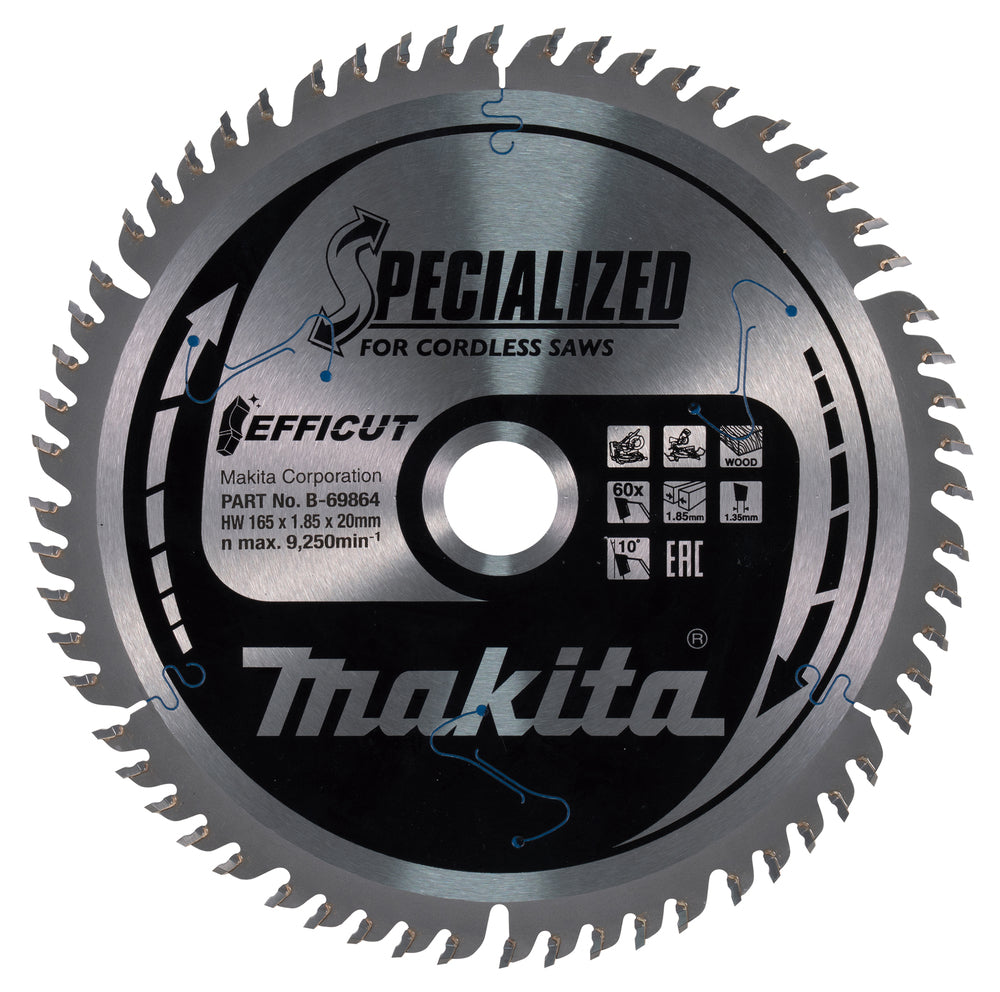 Makita Circular Saw Blade, Efficut T.C.T, 165 x 20mm, 60T B-69864