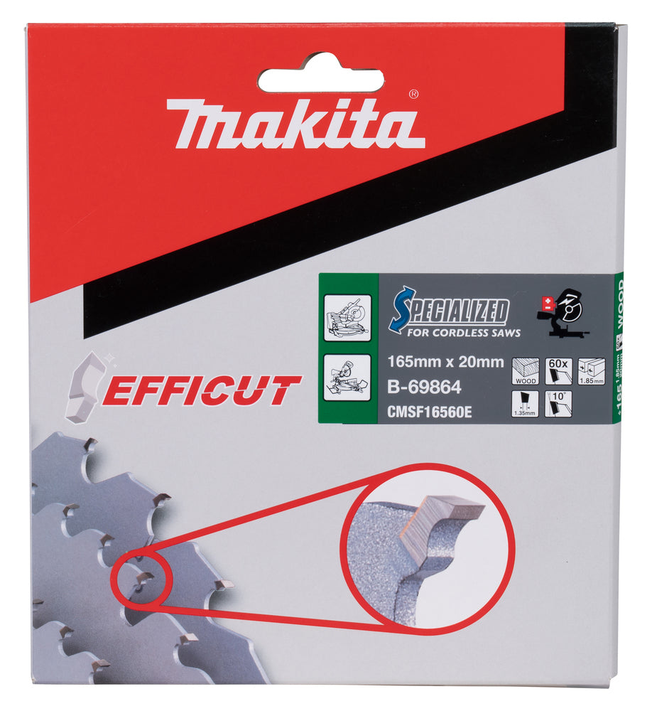 Makita Circular Saw Blade, Efficut T.C.T, 165 x 20mm, 60T B-69864