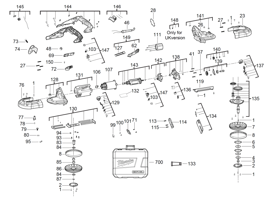 Milwaukee BS125 110V spare parts