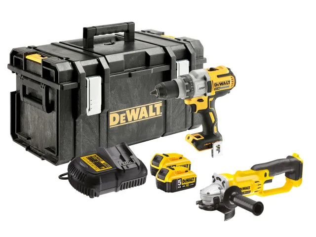 Dewalt DCK278P2 XR Twin Pack 18V 2 x 5.0Ah Li-ion brushless combi + angle grinder