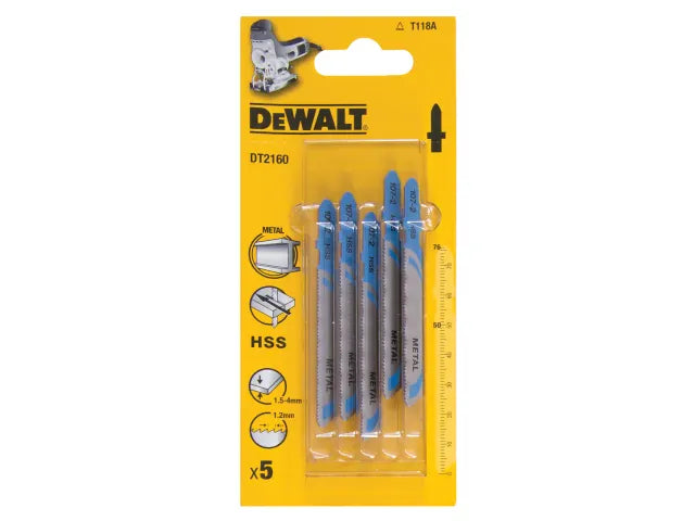 Dewalt DT2160-QZ HSS Metal Cutting Jigsaw Blades Pack of 5 T118A