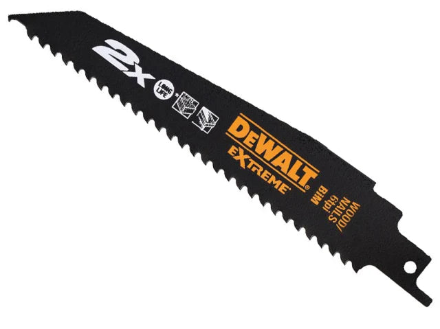 Dewalt DT2307L-QZ 2X Life Wood & Nail Reciprocating Blade 228mm x 6 TPI Pack of 5