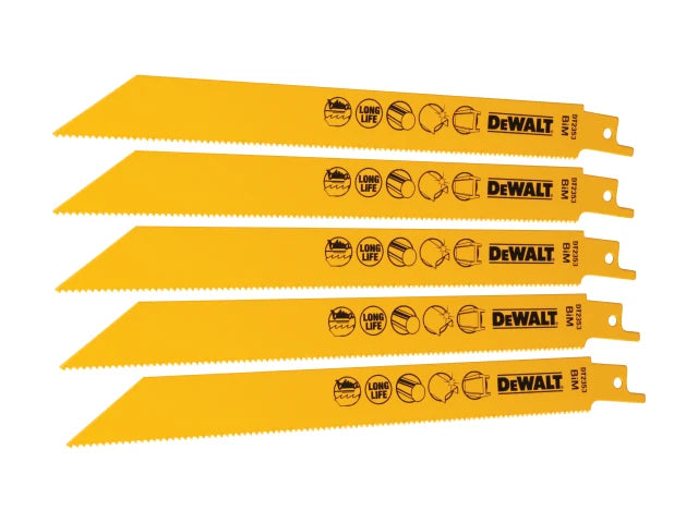 Dewalt DT2353-QZ Bi-Metal Reciprocating Blade for Metal 203mm x 14 TPI (Pack 5)