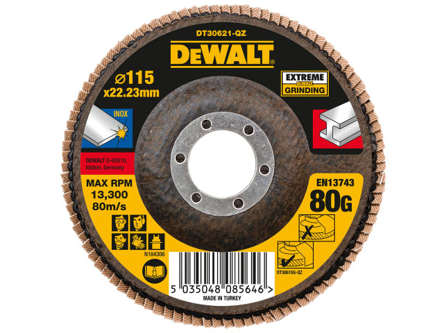 Dewalt DT30621-QZ Extreme Flap Disc 115 x 22.2mm 80G