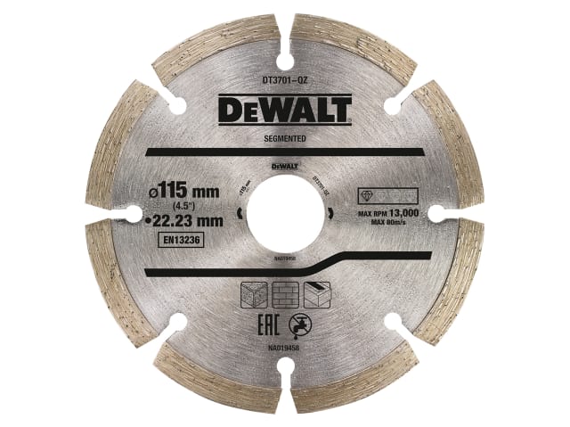 Dewalt DT3701-QZ Segmented Diamond Cutting Disc 115 x 22.23mm