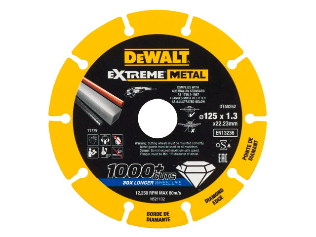 Dewalt DT40252-QZ Extreme Diamond Metal Cutting Disc 125 x 22.23 x 1.3mm