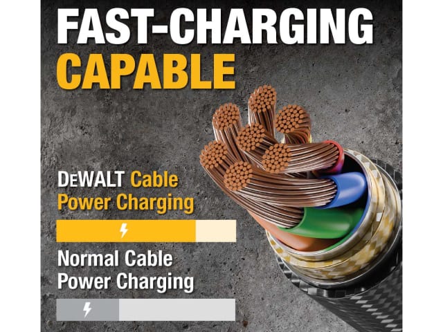 Dewalt DWT1311325 USB A to Lightning® Reinforced Charging Cable 1.8m (6ft)