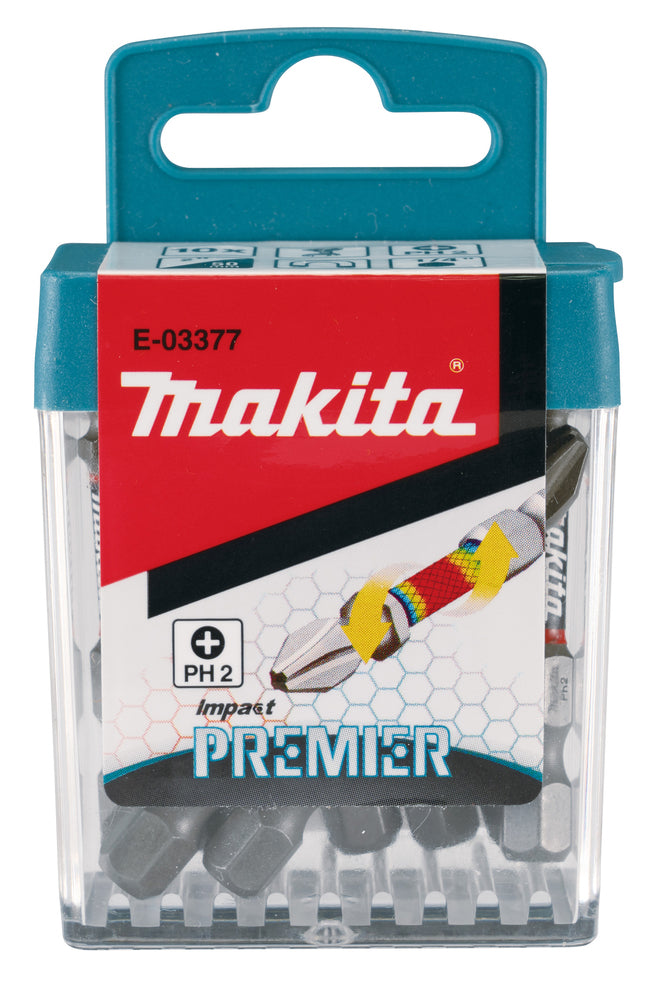 Makita Torsion screw bit set Impact Premier, PH2, 50 mm, 1/4", 10 pcs E-03377