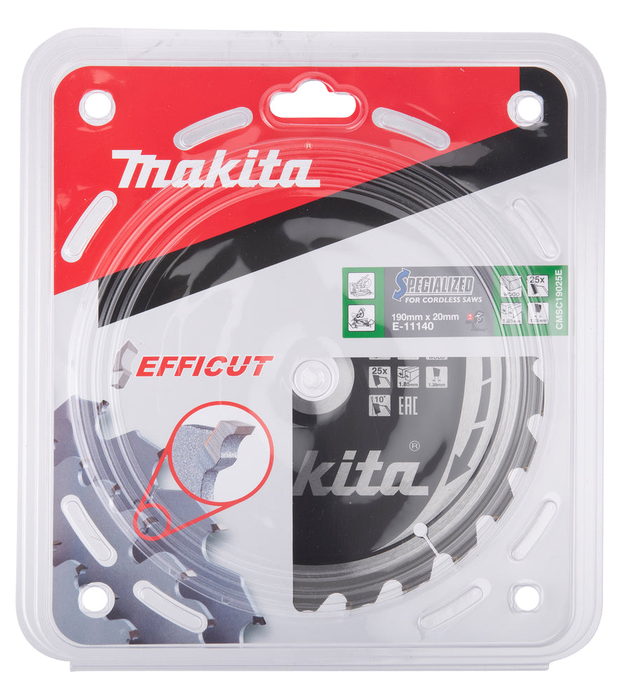 MAKITA Circular Saw Blade, Efficut T.C.T, 190 x 20 mm, 25T E-11140