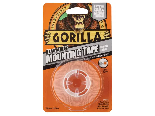 Gorilla Heavy-Duty Mounting Tape 25.4mm x 1.52m Crystal Clear GRGGTHDDSMT