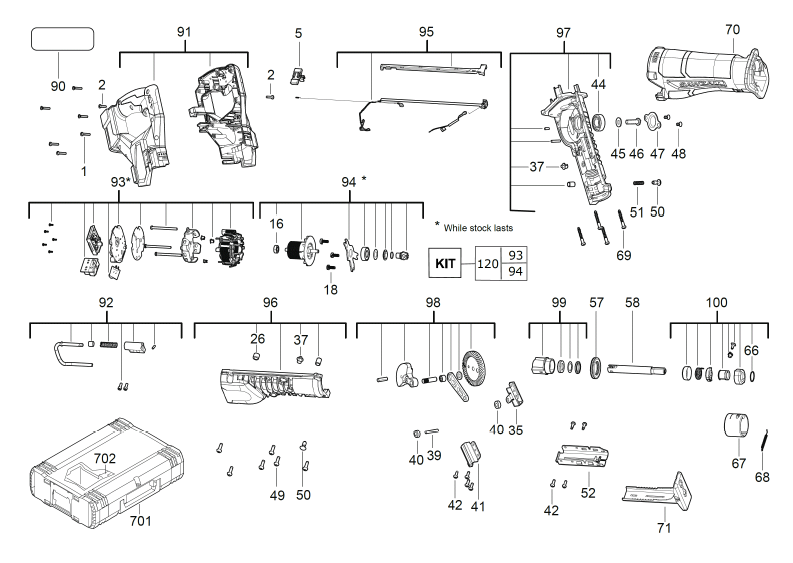 Milwaukee M18FSZ 18v recip saw spare parts