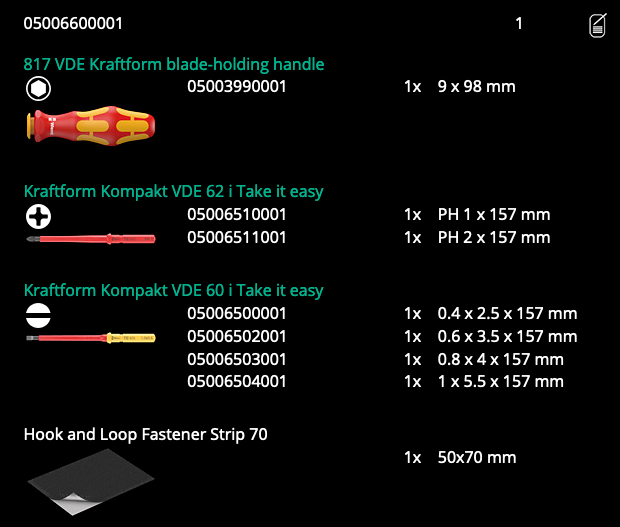 Wera Kraftform Kompakt VDE 7 Universal 1 Tool finder, 7 pc 05006600001