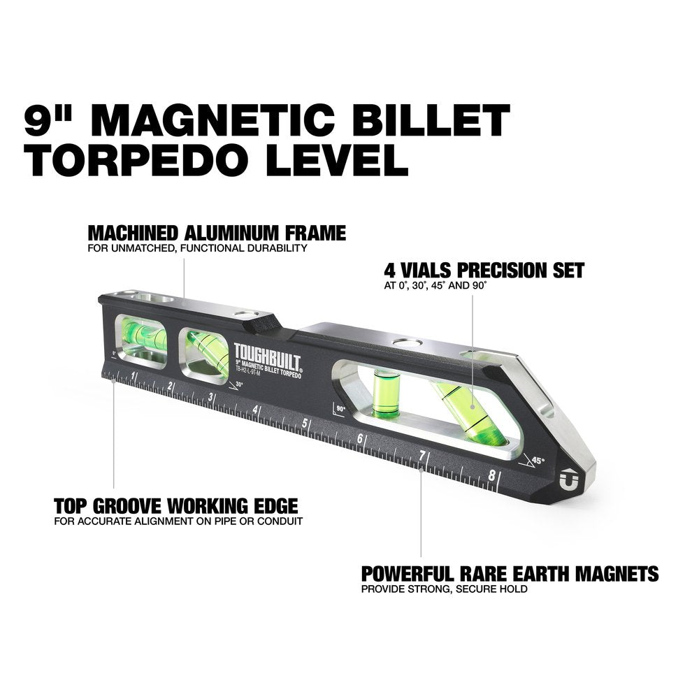 Toughbuilt 23cm Magnetic Billet Torpedo Level TB-H2-L-M23T-M