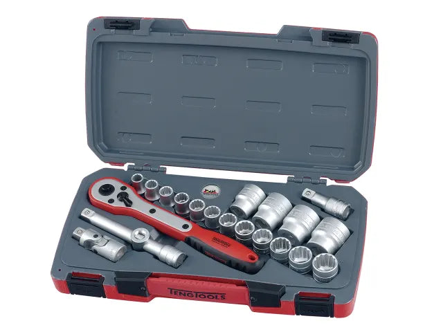 Teng Tools Socket Set of 21 Metric 1/2in Drive T1221