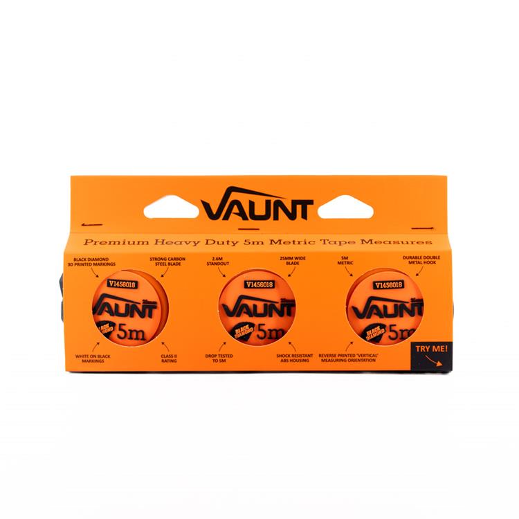 Vaunt Premium 5m Metric Heavy Duty Tape Measure – Pack of 3 V1456015