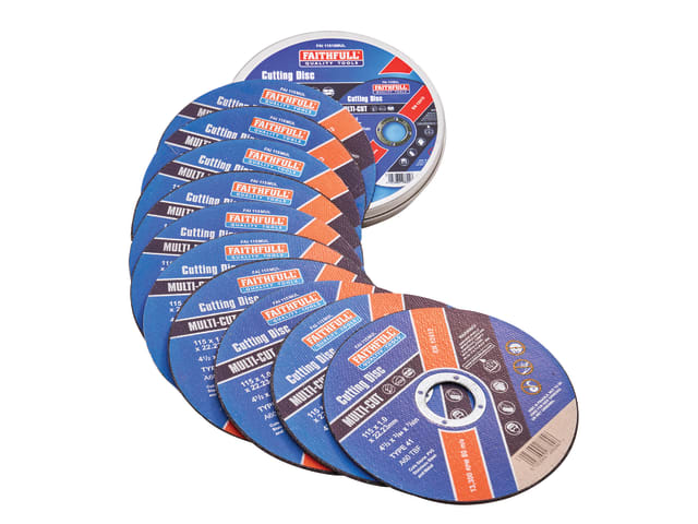 Faithfull 115mm (4.5in) Multi-Cut Discs (Tin of 10) XMS24CUTOFF