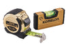 Komelon 5m (16ft) Gold PowerBlade Tape with FREE Mini Level XMS24POWER