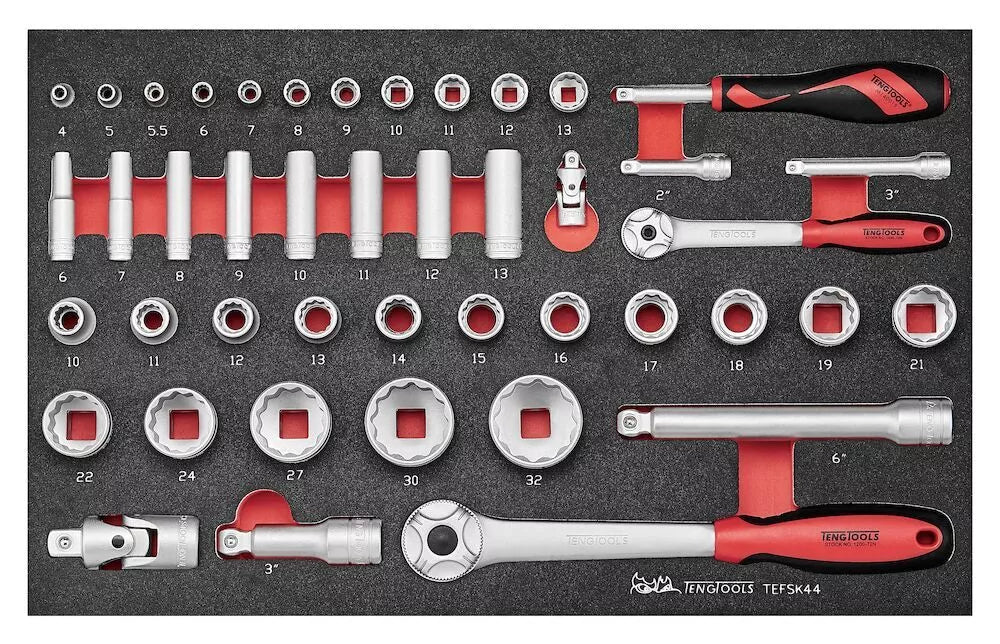 Socket Set 1/4in and 1/2in drive 44pcs TEFSK44