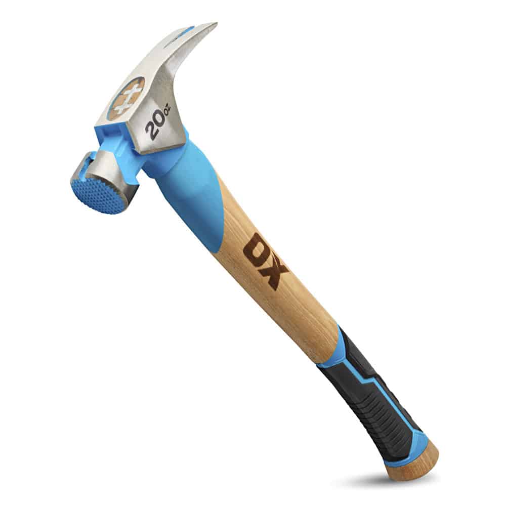 OX Pro 20 OZ Milled Face Framing Hammer OX-P087220 Curved Hickory Handle w/ TPR Grip