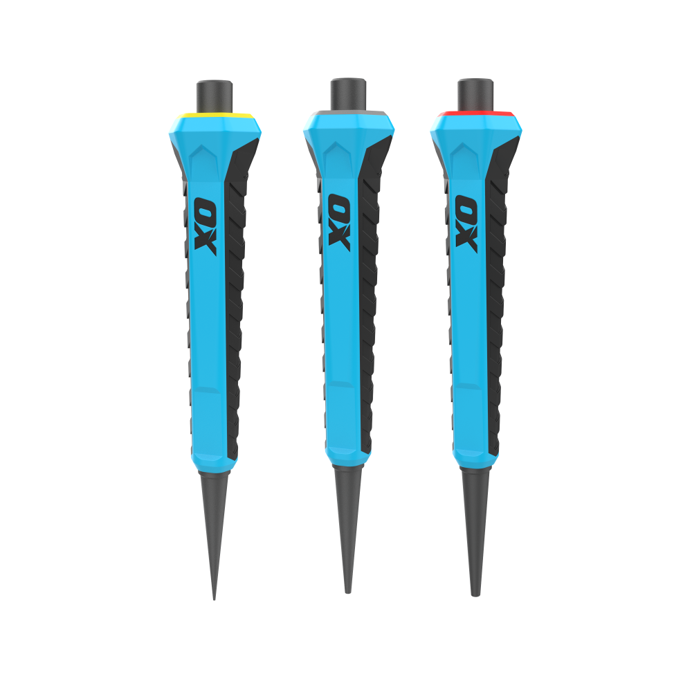 OX Pro Nail Punch w/ Grip 3-Pack – 0.8mm, 1.6mm, 2.4mm OX-P095031