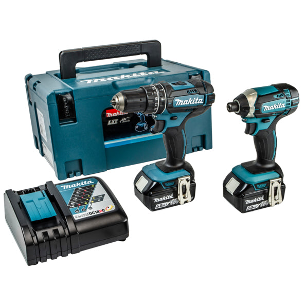 Makita DLX2131TJ 18V 2x5.0Ah Li-ion Combi/Impact Twin Kit