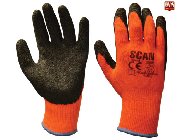 Scan Orange/Black Knitshell Thermal Gloves (3 Pairs) XMS22THERMLG